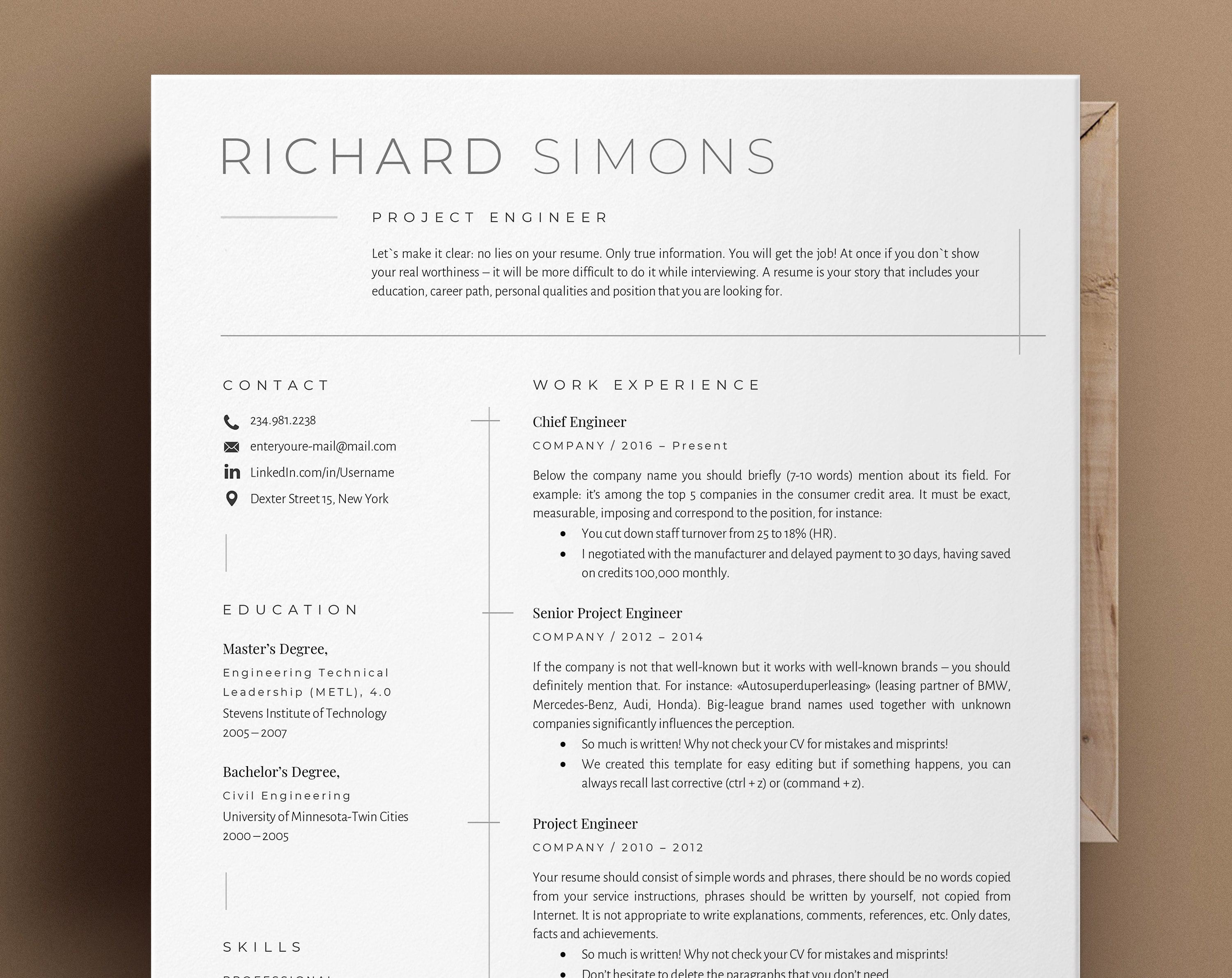 Engineer Resume Template Word Electrician Techniciancivil Etsy Engineer Resume Template Word Electrician Techniciancivil Etsy