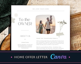 Letter to seller template, Home buyer letter template Canva, Letter template to house seller, Editable Home offer letter template for Canva