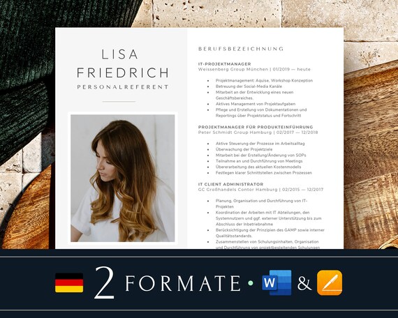 Kreativ Lebenslauf Vorlage, Einfach Bewerbungsvorlagen Deutsch Word + Apple Pages, Minimalistisch und Funktional Lebenslauf erstellen Word