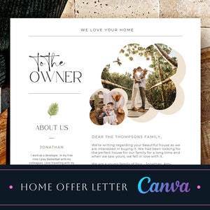 Plantilla de carta de oferta de vivienda Canva, Carta al vendedor de vivienda del comprador, Linda plantilla de carta al vendedor, Estimado vendedor, Plantilla de carta de oferta de vivienda