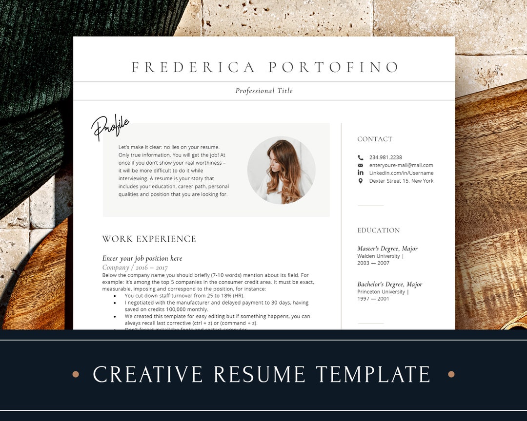 Creative Resume Template, Cv Template Instant Download, Professional Resume  Template With Photo, Resume Template Word Pages, Modern Resume - Etsy Norway