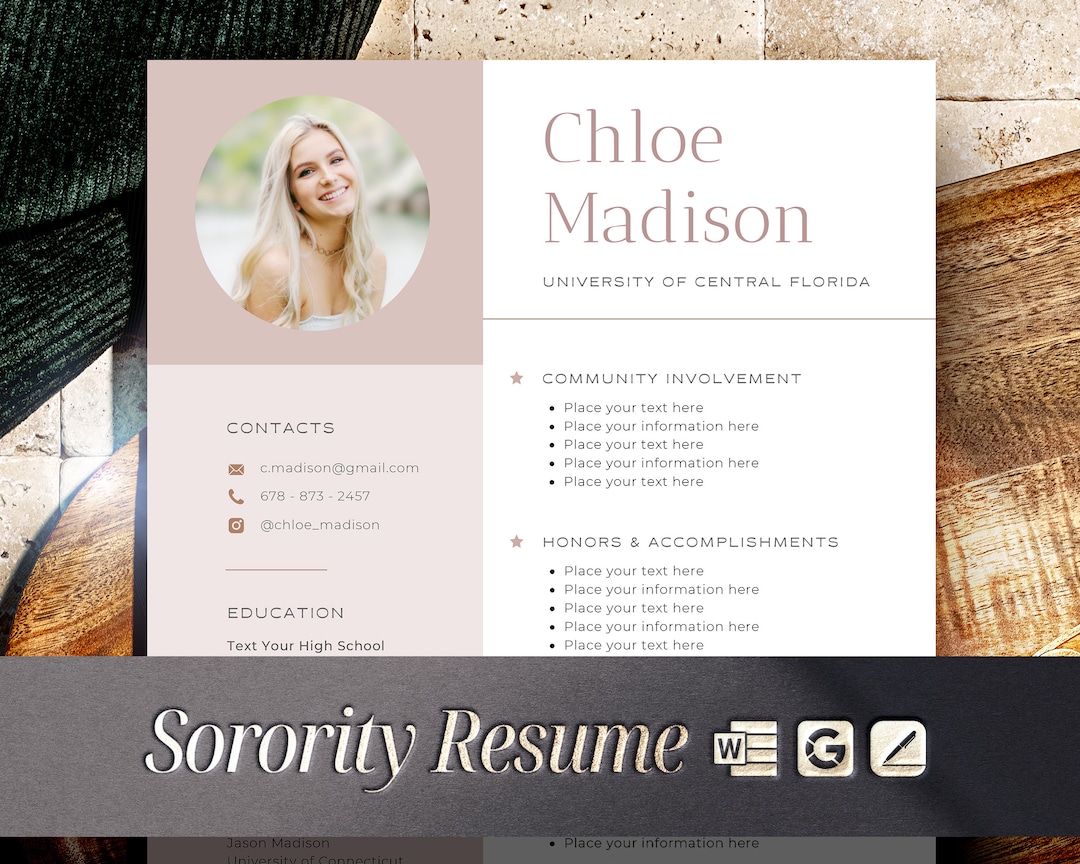 Sorority Resume Template Word   Google Docs Rush Resume Template Sorority Resume Template Word   Google Docs Rush Resume Template