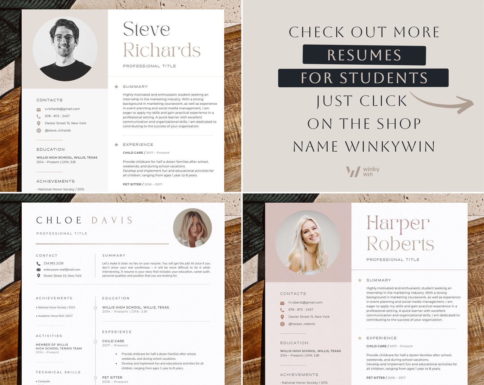 High School Resume Template Canva Students, College Resume With No Work ...