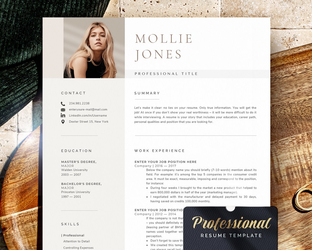 Creative Resume Template With Photo: Modern CV & Cover Letter (digital ...