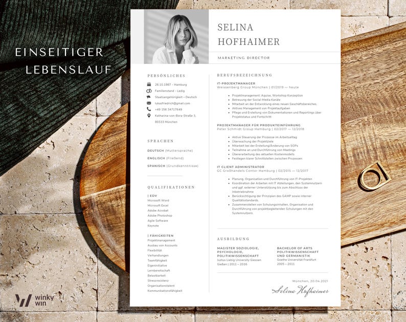 Bewerbungsvorlagen Pages and Word Vorlage Lebenslauf mit Foto, Bewerbungsschreiben Herunterladen, Gratis Anschreiben Muster Bewerbung Arbeit bild 3