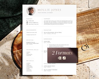 Student resume template, High school resume with photo, Graduate School Resume Cv Template, Editable Resume for Teens, Teenager, Freshers