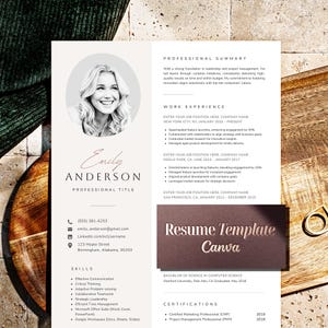 Canva Resume Template with photo, Cv Template Canva, Creative Resume Canva Template, Editable Resume Layout for Canva with Cover Letter