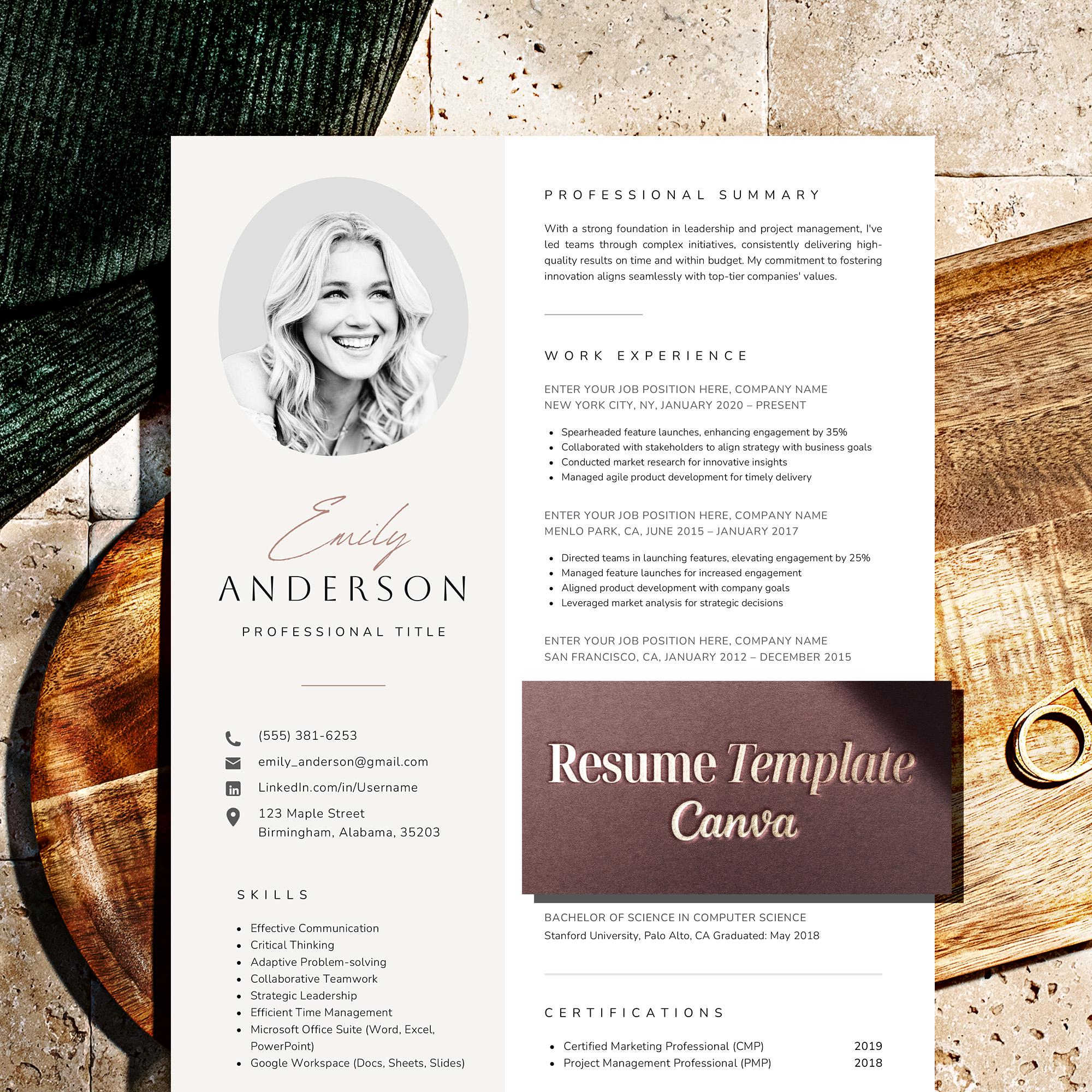 Canva Resume Template with photo, Cv Template Canva, Creative Resume Canva Template, Editable Resume Layout for Canva with Cover Letter