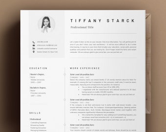 Modern Resume Template, Creative Resume Cv Template Word, Instant Download, Clean and Functional Cv Design, Cover Letter and Resume Template