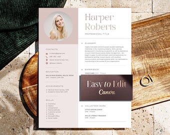 High school resume template Canva Students, College Resume with No Work Experience, Fresher Resume for Teens, New Graduate Resume Cv Student