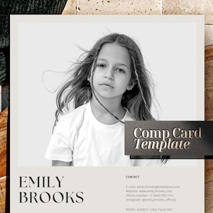 子供モデルコンプカードテンプレートCanva、子供モデルポートフォリオ - 子役、モデル履歴書写真カード、ファッションモデルエージェンシー履歴書、Zedカード
