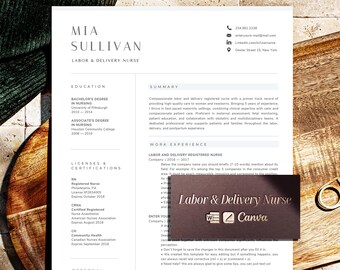 Labor and Delivery Nurse Resume Template, Nursing Resume Canva, Word + Mac Pages, Registered Nurse L&D CV, OB Obstetric Nurse Medical Resume