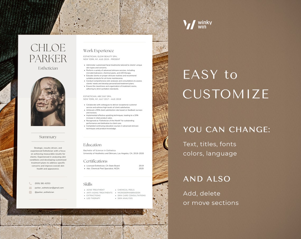 Aesthetician Cv Template Esthetician Resume Template Canva Cv Aesthetician Cv Template Esthetician Resume Template Canva Cv