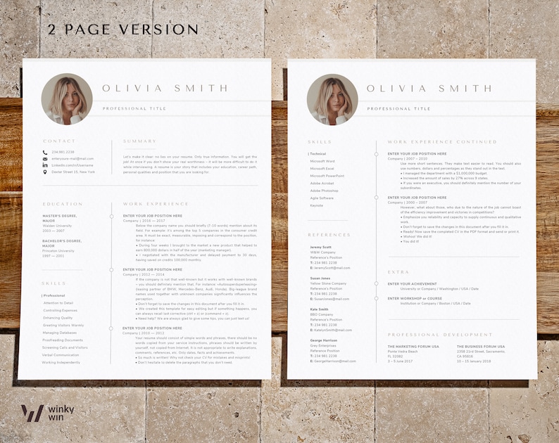Cv Template, Resume Template Canva, Cv Design Word + Pages, Best Cv Resume Layout, 2025 Resume with image, Cv with Photo Resume 1, 2, 3 page image 3
