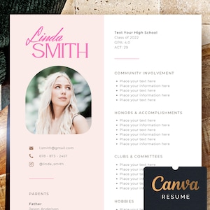 Pink sorority resume template with photo, Sorority recruitment Resume Canva Rose social sorority rush resume, Creative Sorority Cover Letter