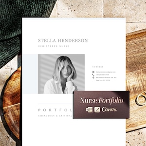 Nurse Portfolio Template, Professional Nursing Portfolio for RN, LPN, Students, Nurse Practitioners - Editable in Canva, MS Word & Mac Pages