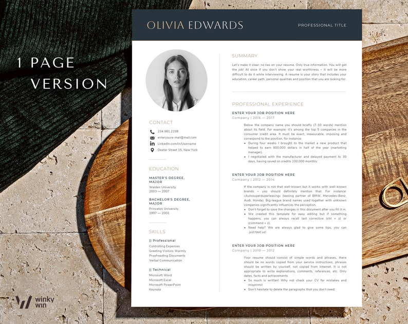 Minimalist resume template with photo, Creative Cv template with photo, Marketing Resume, HR Manager, Product Project management resume image 2