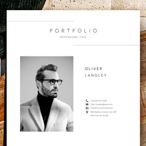 Plantilla de portafolio de arquitecto minimalista, portafolio de diseño de interiores + currículum, portafolio de arquitectura profesional editable para cualquier profesión.