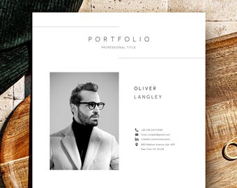 Modello di portfolio per architetti minimalista, portfolio di interior design + curriculum, portfolio di architettura professionale modificabile per qualsiasi professione