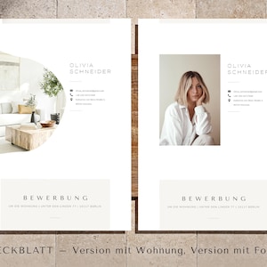 Wohnungsbewerbung Vorlage Single Word, Anschreiben Muster Mieterselbstauskunft, Unterlagen für Wohnung mieten, Bewerbung Canva Deutsch imagem 2