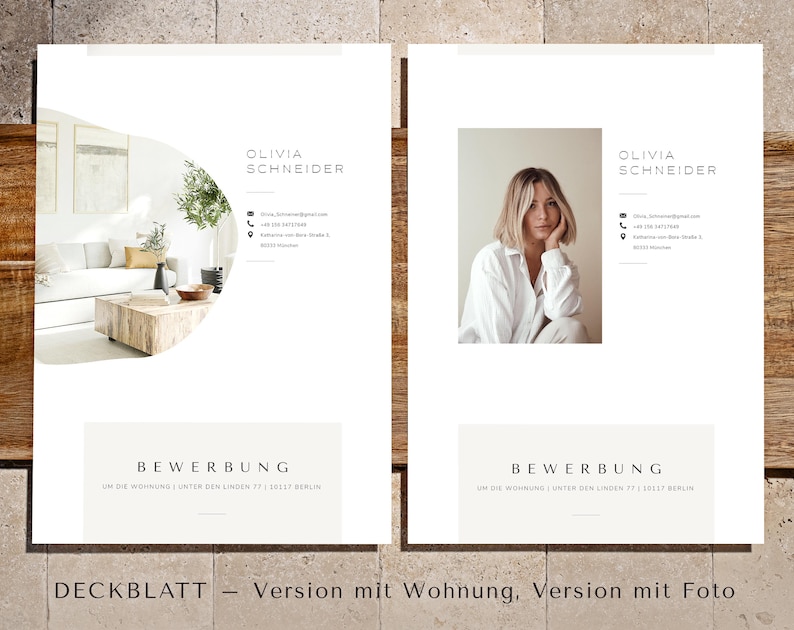 Wohnungsbewerbung Vorlage Single Word, Anschreiben Muster Mieterselbstauskunft, Unterlagen für Wohnung mieten, Bewerbung Canva Deutsch imagem 2