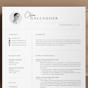 Plantilla de currículum creativo para ms word con referencia y carta de presentación, plantilla de currículum con íconos adicionales modernos y guía con capturas de pantalla