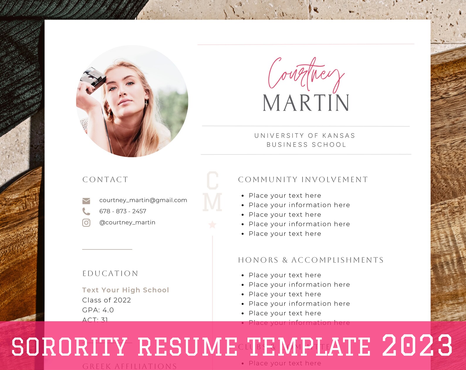 Chi Omega Sorority Resume Template Alpha Phi Rush Resume Etsy