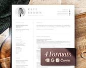 Resume Template Canva with Cover Letter, 1 Page Cv Template Canva + 2 page resume for Canva, Minimalist Resume Professional Cv with photo