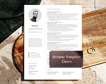 Modelo de currículo masculino, modelo de CV masculino no Canva: design de CV minimalista e moderno
