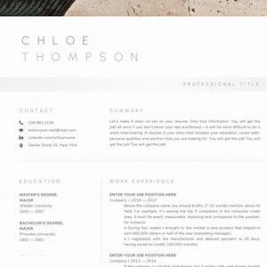 Google Docs Resume, Cv Template Professional, Word doc resume and Mac Pages, Standard Resume, Clean and Modern Minimalist Resume Layout