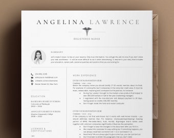 Nurse Resume Template with photo, Nursing Resume Template Pages and Ms Word, Medical Resume, Registered Nurse RN Resume, Therapist resume