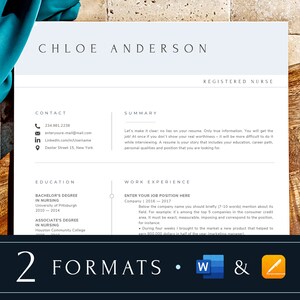 Nurse Resume and Cover Letter Template Word, Registered nurse resume template word, Medical Assistant, Doctors resume Cv Template for RN