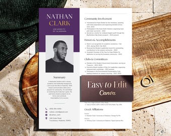 Fraternity Resume Template Canva, Easy to edit Rush resume package, Fraternity Resume Example, Brotherhood gift