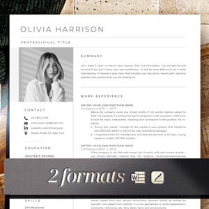 Minimalist Resume Template with photo, Professional CV Template Word and Pages, Resume and Cover Letter Template, Modern Clean Resume Design