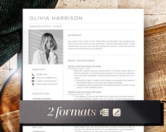 Modello di curriculum con foto quadrata: design professionale del CV (Word e Pages)
