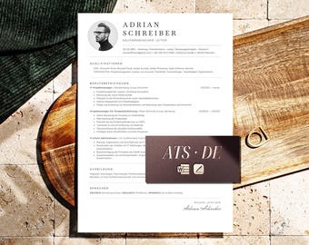 ATS Lebenslauf Vorlage Word, Ats Freundlicher Lebenslauf mit / ohne Foto, Ats-optimierter Beispiel Deutsch Vorlagen für Word y Mac Pages