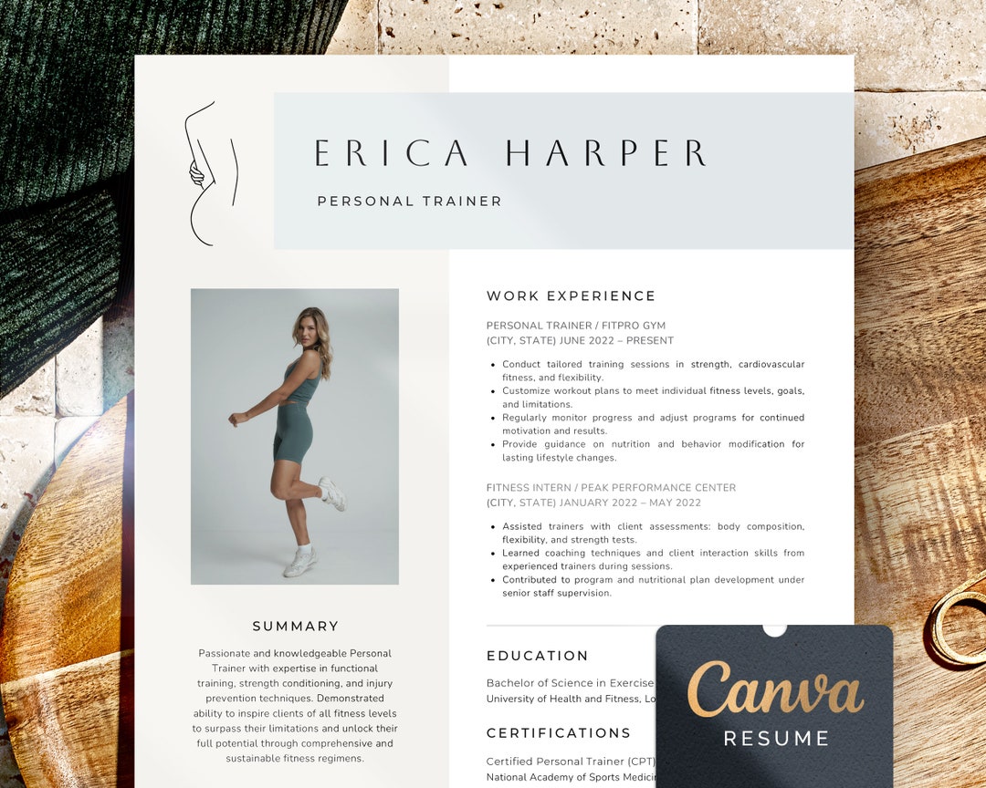 Personal Trainer Resume Template, Fitness Trainer Cv Template, Fitness  Coach Resume Design, Dietitian Consultant Resume for Health Coach Cv