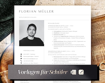 Lebenslauf für Schüler Word, Pages, Vorlage Lebenslauf für Studenten Praktikum, Bewerbung Schülerpraktikum, Bewerbungsvorlage Schüle Vorlage