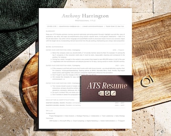 Modello di curriculum vitae ottimizzato per ATS / Modello di CV per Ms Word, Mac, Apple Pages e Google Docs, design pulito a colonna singola