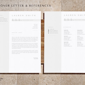 May include: A cover letter and references page for a registered nurse named Lauren Smith. The cover letter is addressed to Mr. Jones and includes a brief introduction and a paragraph about the applicant's experience. The references page lists the names, titles, companies, and contact information for five references.