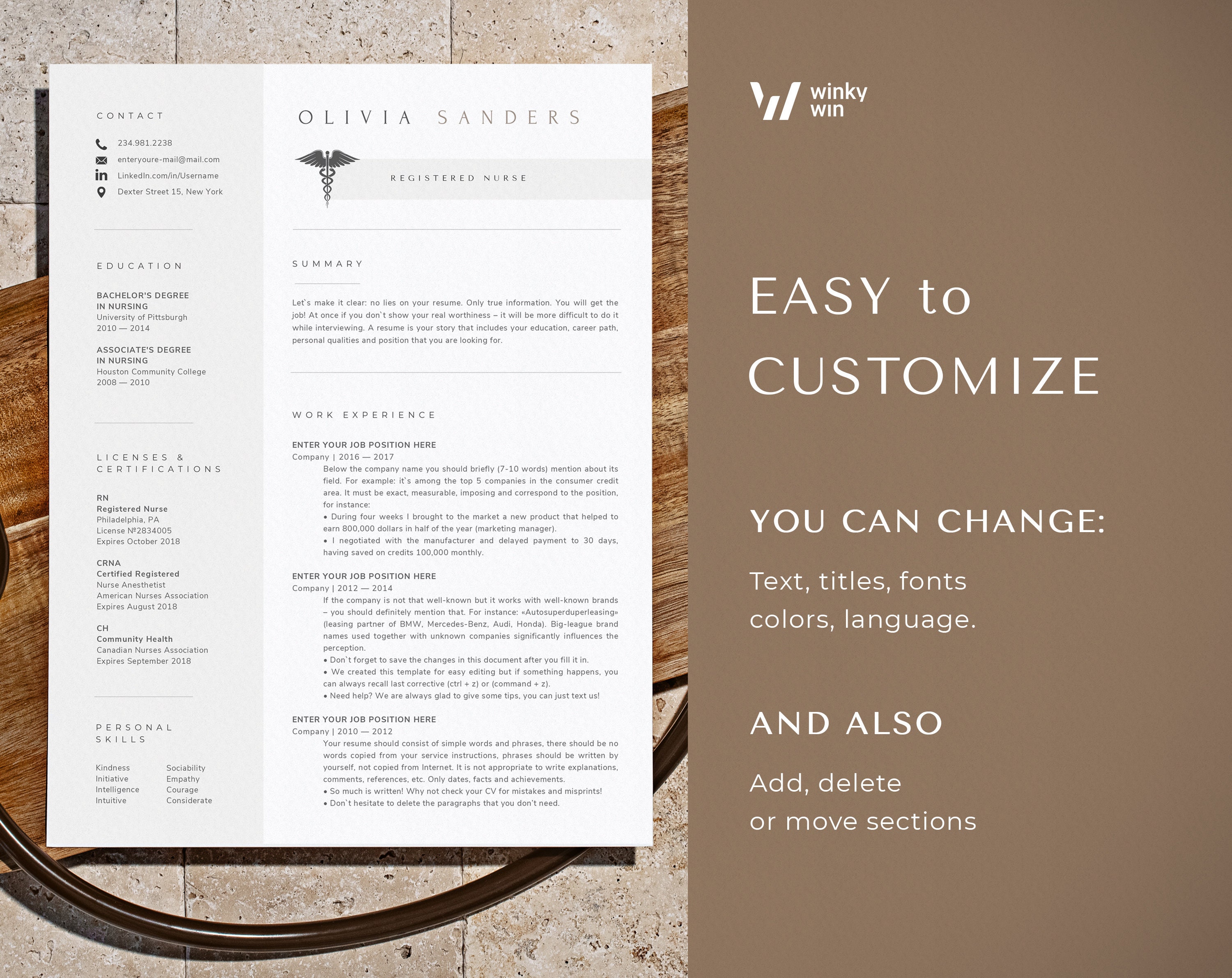 Usrn Cv Example Registered Nurse Resume Template Word + Pages Resume Nurse, Nursing ...