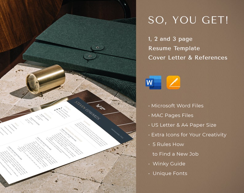 Compact Cv Format Editable Resume Template Compact Cv Template, Professional Resume ...