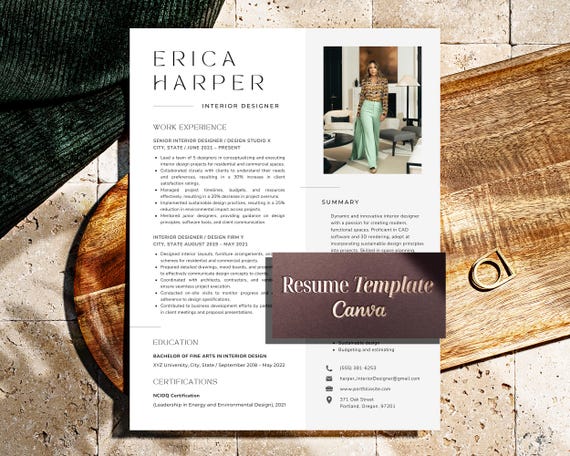 Interior designer resume template, Interior decorator resume cv template, Minimalistic interior decorating resume, Architect resume design