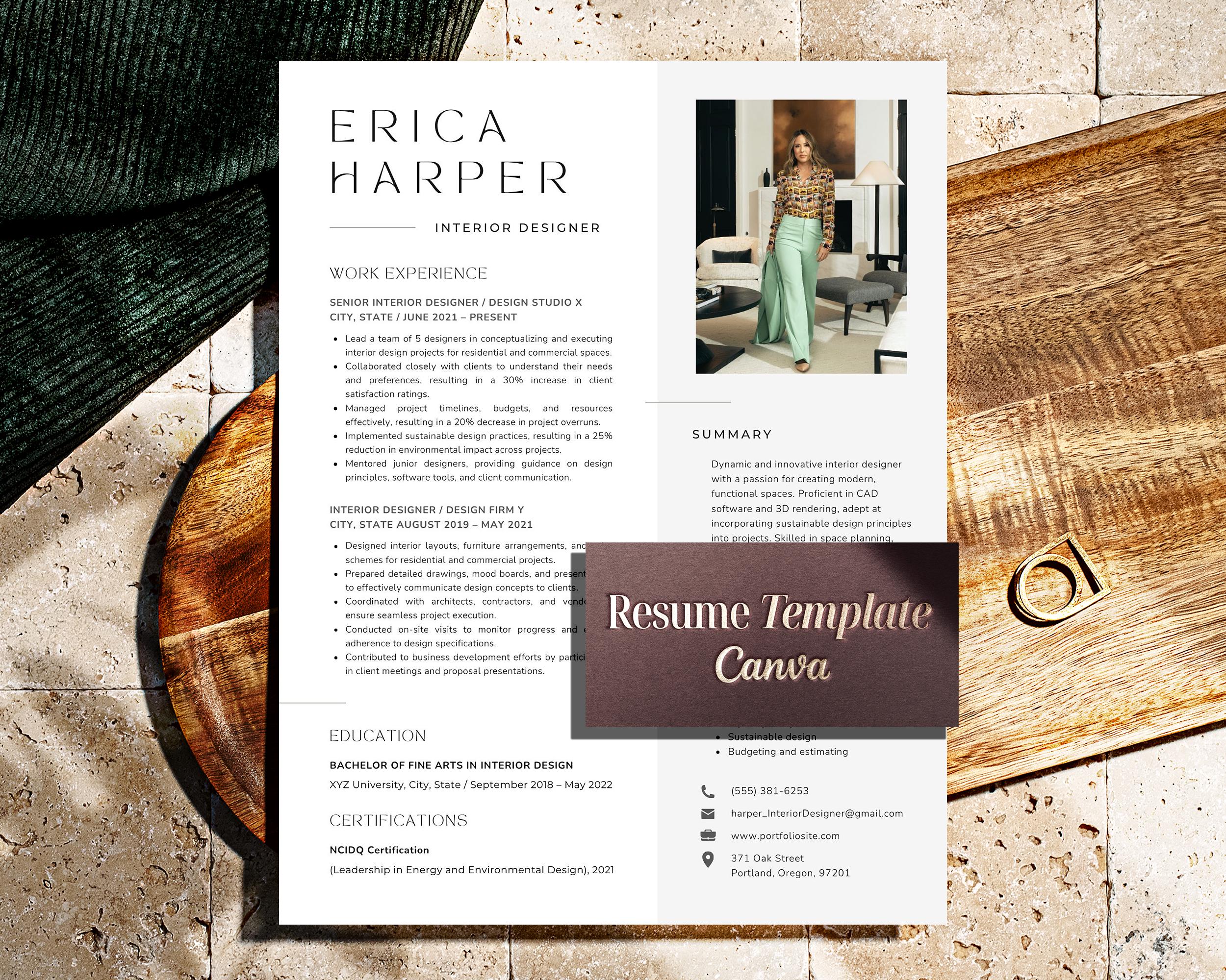 Interior Designer Resume Template, Interior Decorator Resume Cv ...