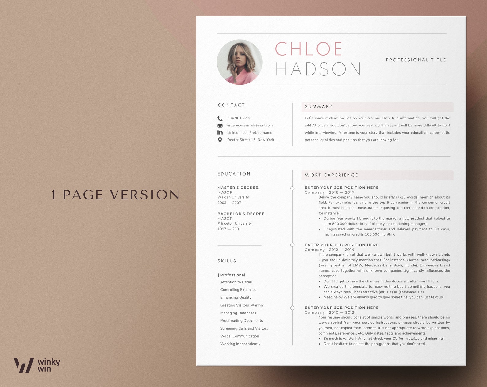 Pink Resume Template Word Mac Pages Rose Creative Resume Templates