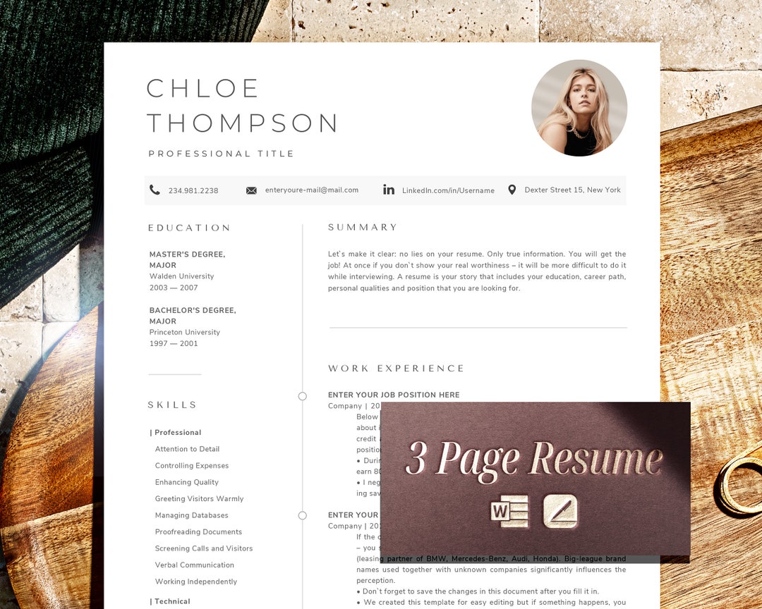Professional Cv Template With Photo, Clean Resume Template With Picture