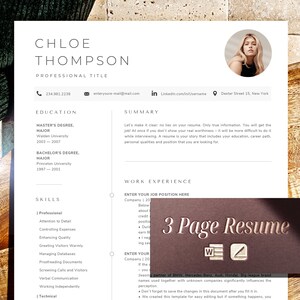 Plantilla de CV profesional con foto, Plantilla de CV limpio con imagen, Carta de presentación de currículum vitae con imagen, Diseño de CV Word, Páginas Mac