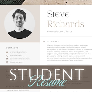 Student Resume Examples Template Canva High School College - Etsy