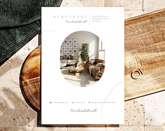 Wohnungsbewerbung Familie Vorlage Deutsch Word, Pages Anschreiben Muster, Deckblatt, Dokumente, Formular Wohnung Bewerbung design mit kind