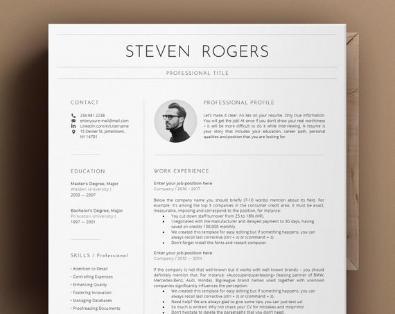 Curriculum vitae template, Information technology resume template instant download, Professional resume, Moderner Lebenslauf Vorlage